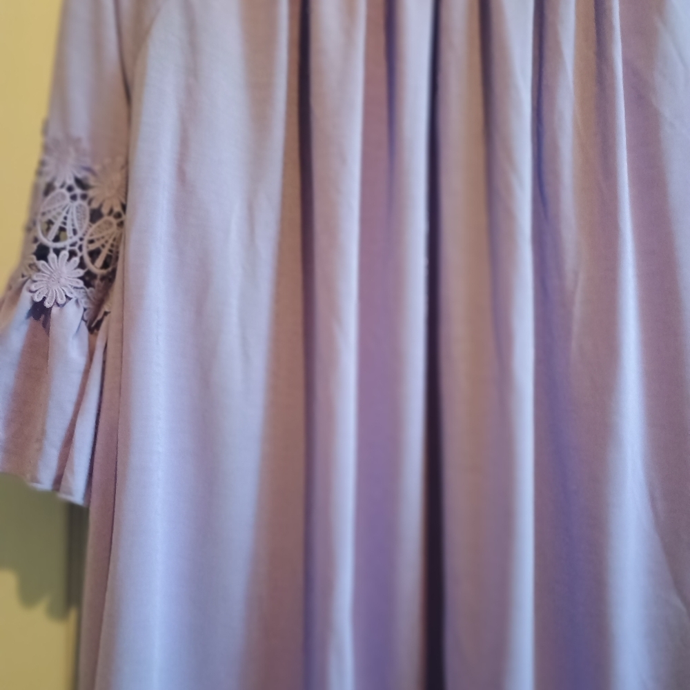 Lavender Off‎ Shoulder Tunic Dress Embroidered Bell Sleeves Boho Flowy Plus 1X - Picture 12 of 12